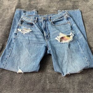American Eagle Outfitters Distressed Jeans with colorful accents. Size 6